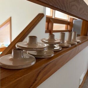 Set of Beige Ceramic Candle Holders